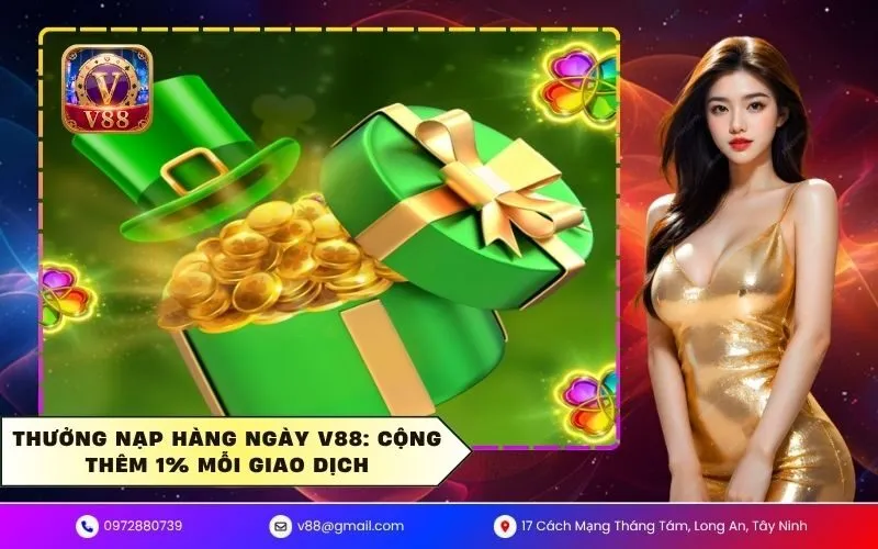 Thưởng Nạp Hàng Ngày V88: Cộng Thêm 1% Mỗi Giao Dịch